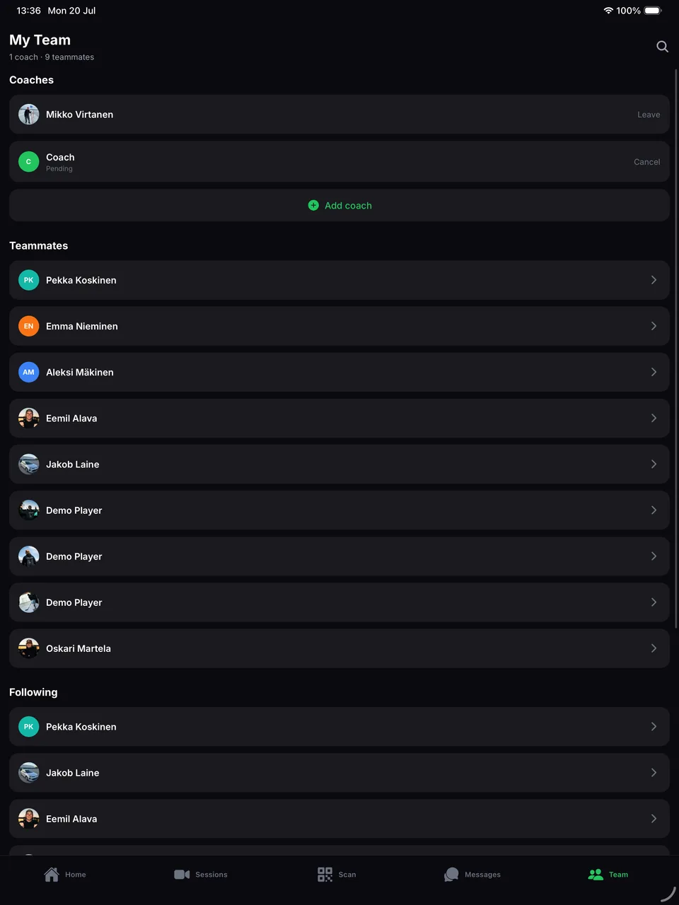SnipeZone app — coach app