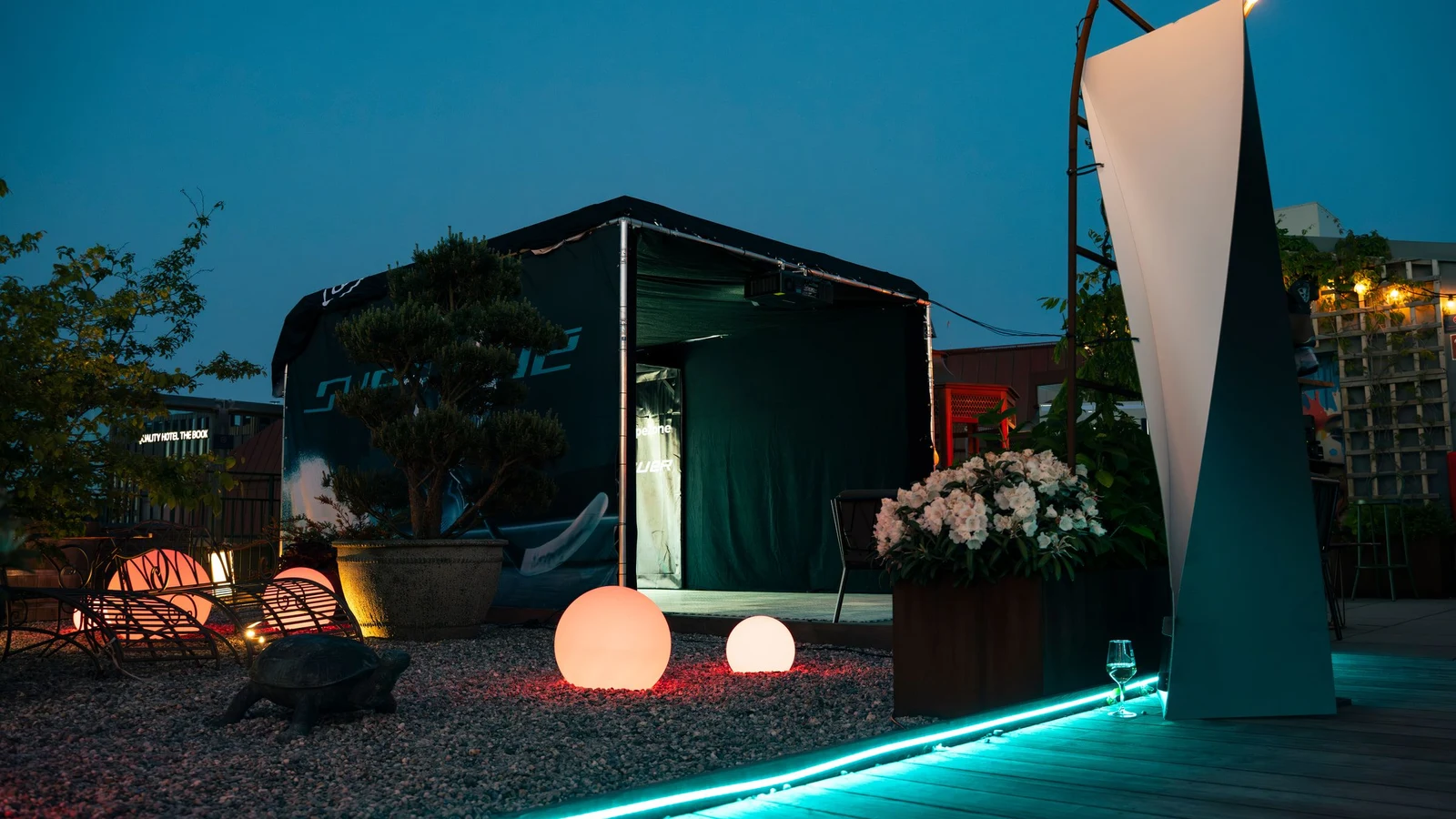 SnipeZone mobile setup on a rooftop at night